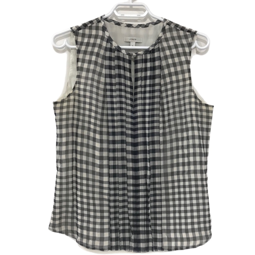 J.Crew Navy&Ivory Plaid Short Sleeve Blouse